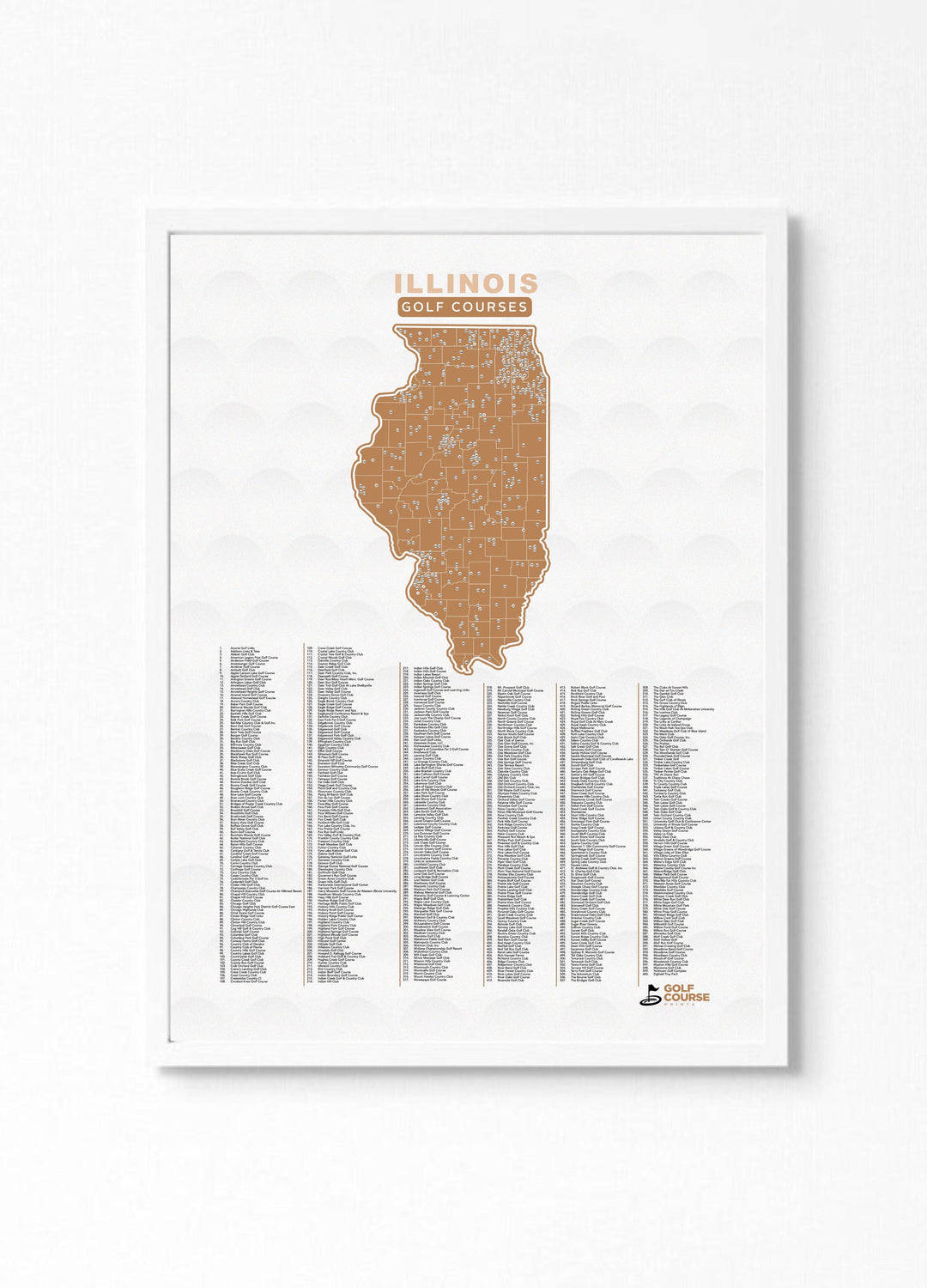 Map of Illinois Golf Courses - Golf Course Prints