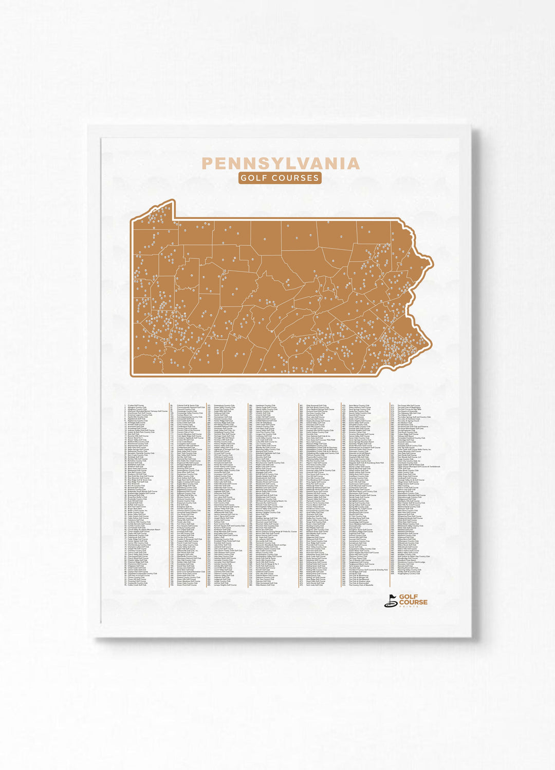 Map of Pennsylvania Golf Courses