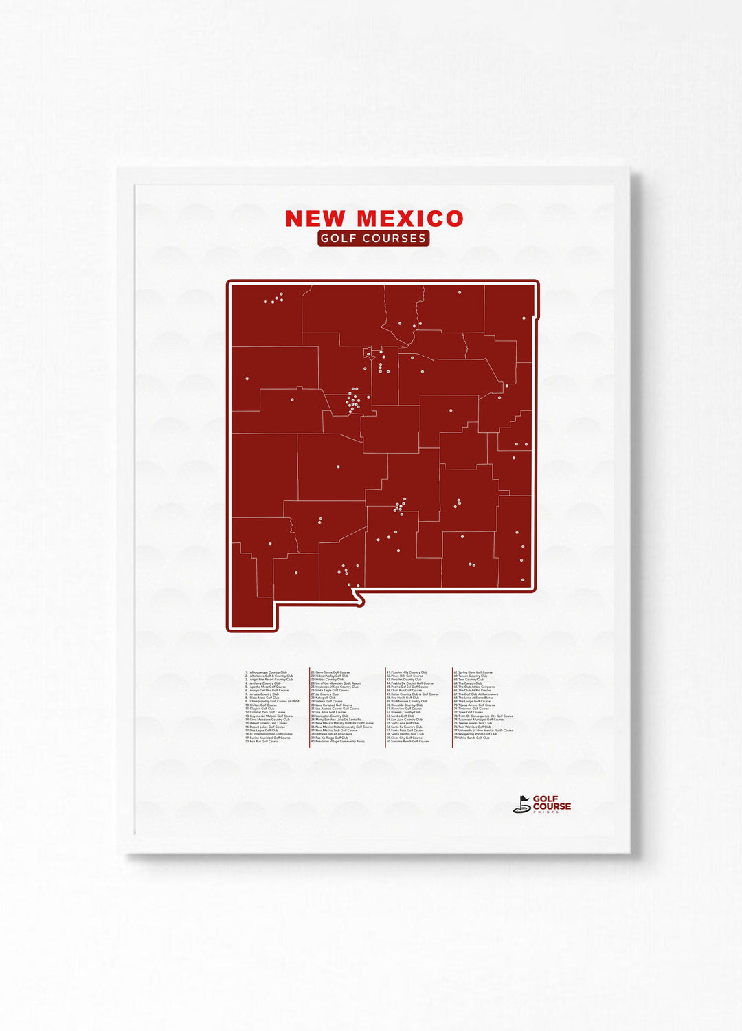 Map of New Mexico Golf Courses