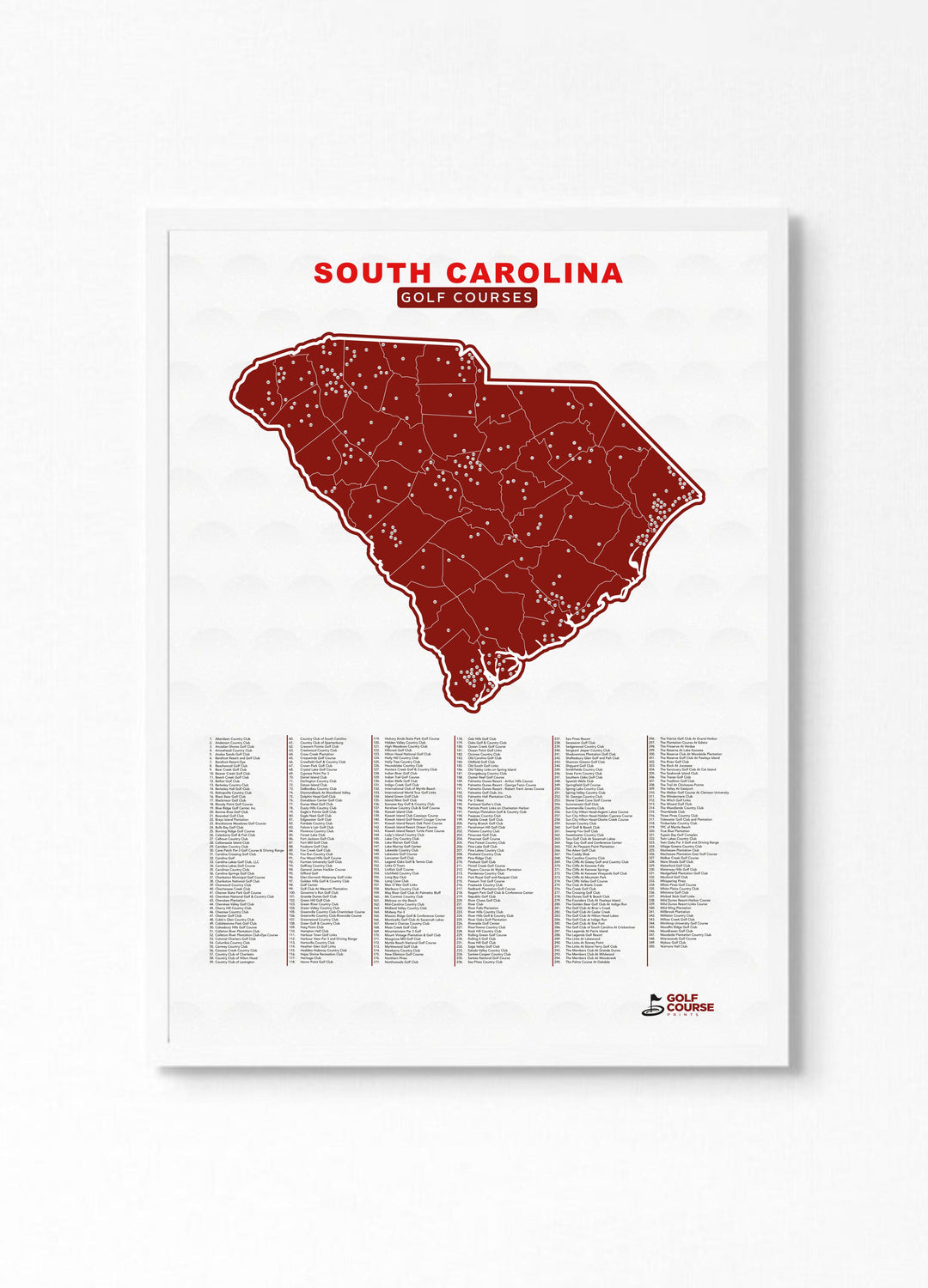 Map of South Carolina Golf Courses