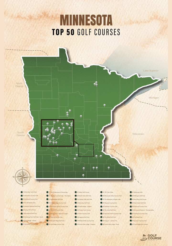 Map of Minnesota Golf Courses
