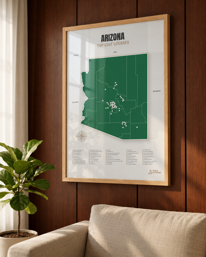 Arizona golf courses map in Green - Wooden Framed