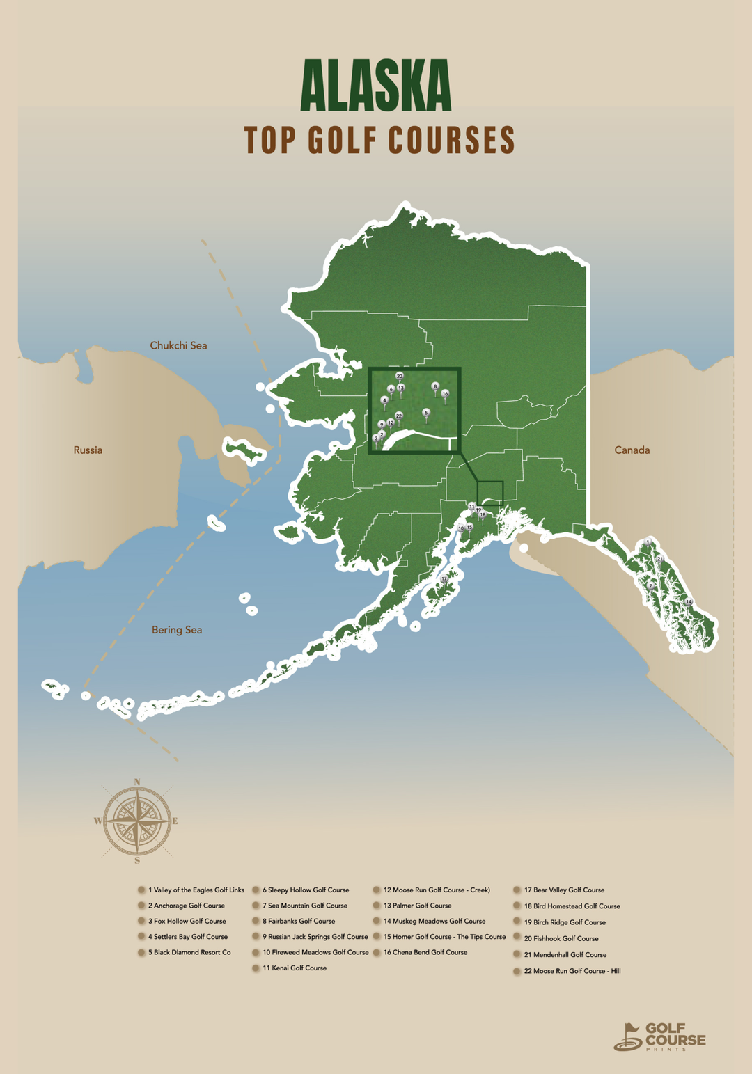 Map of Alaska Golf Courses