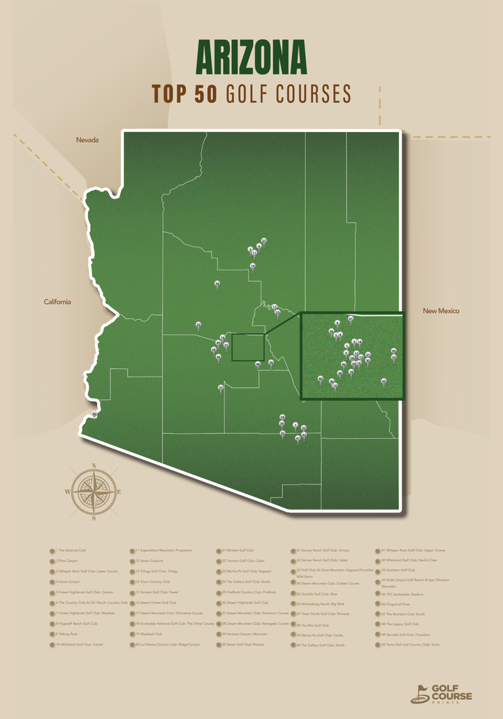 Map of Arizona Golf Courses