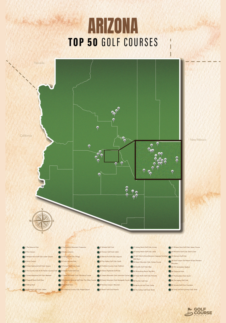 Map of Arizona Golf Courses