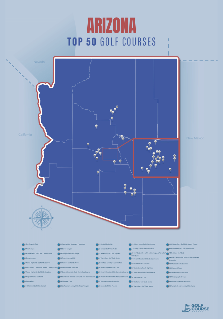 Map of Arizona Golf Courses