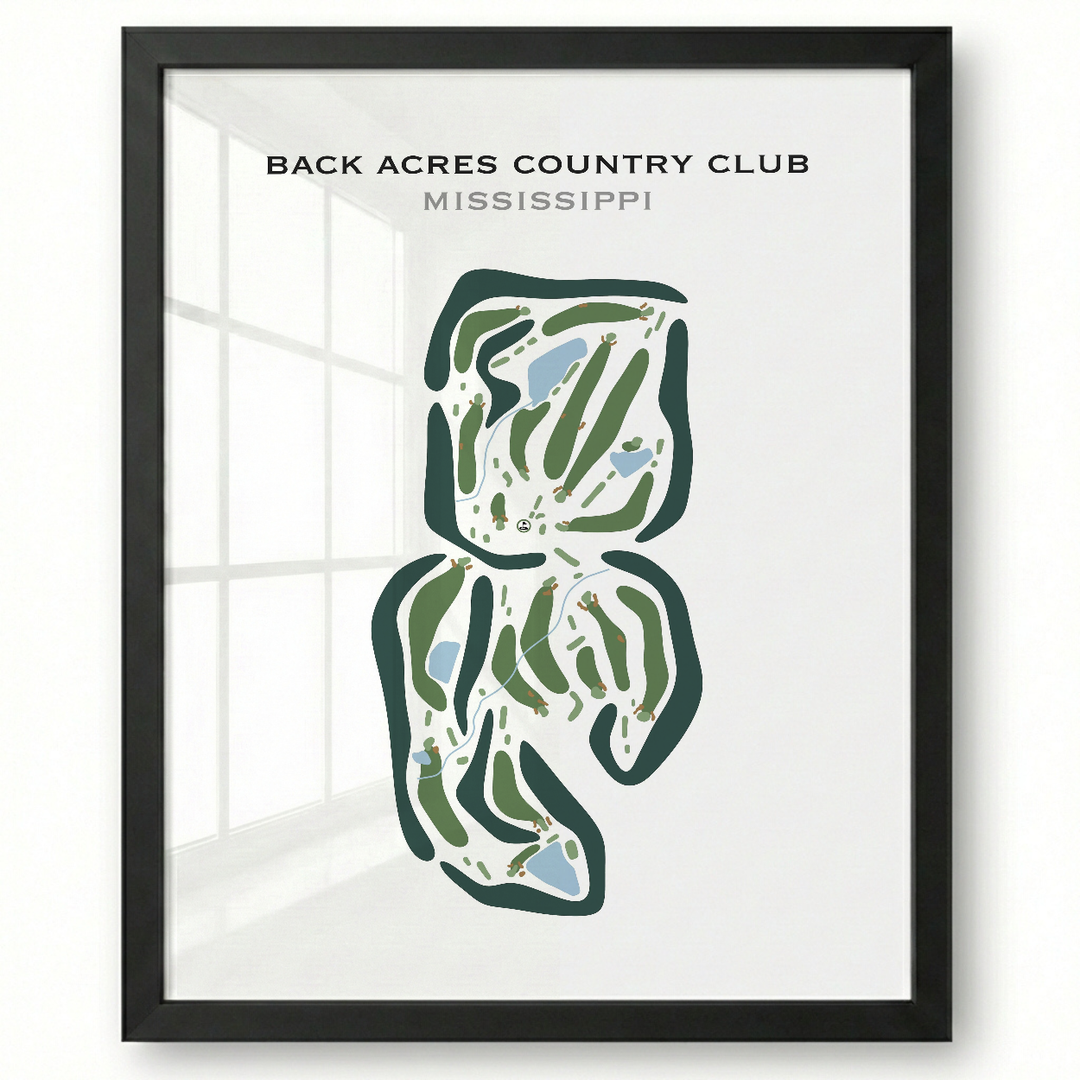 Back Acres Country Club, Mississippi - Printed Golf Courses