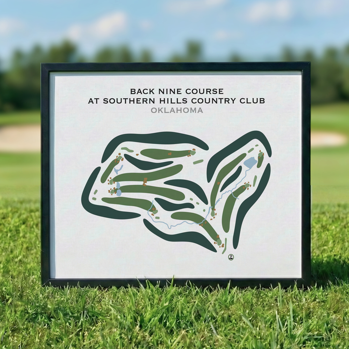 Back Nine Course at Southern Hills Country Club, Oklahoma - Printed Golf Courses