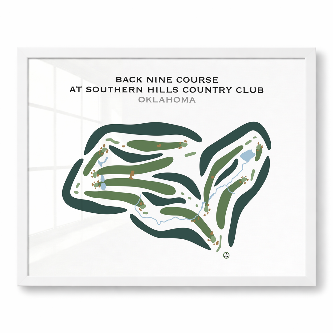 Back Nine Course at Southern Hills Country Club, Oklahoma - Printed Golf Courses