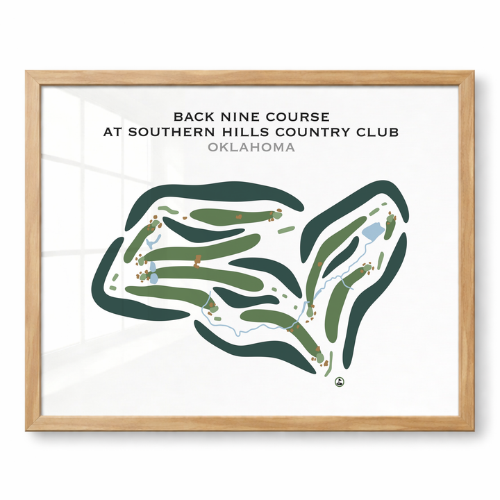 Back Nine Course at Southern Hills Country Club, Oklahoma - Printed Golf Courses