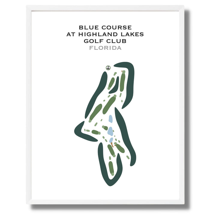 Blue Course at Highland Lakes Golf Club, Florida - Printed Golf Courses