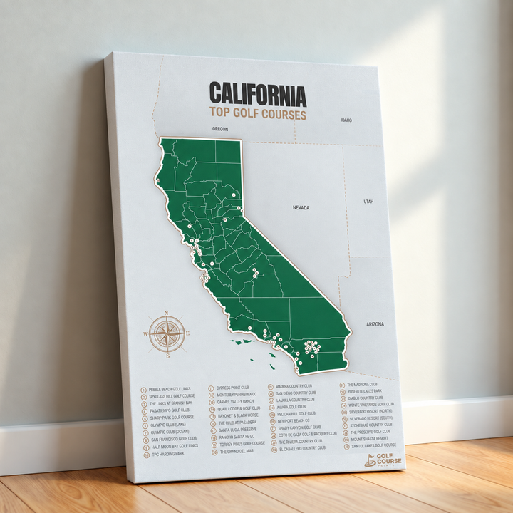 California golf courses map in Green - Canvas