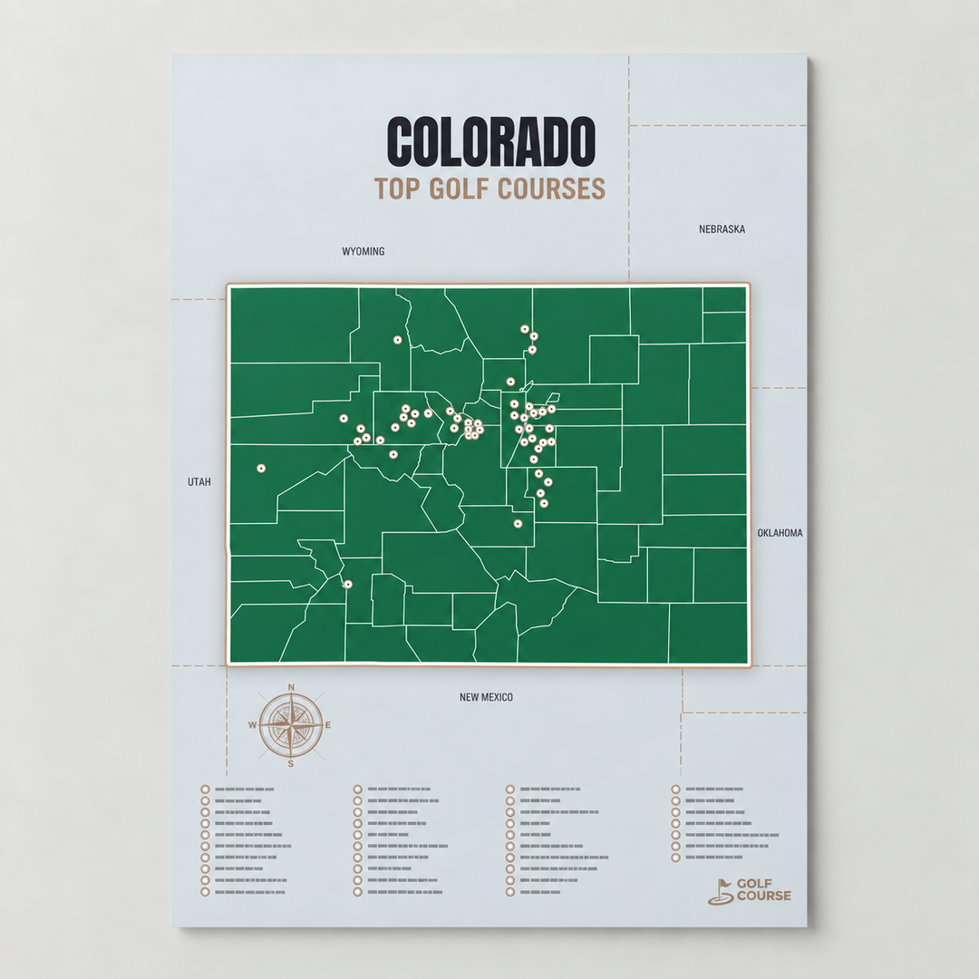 Colorado golf courses map in Green - Unframed