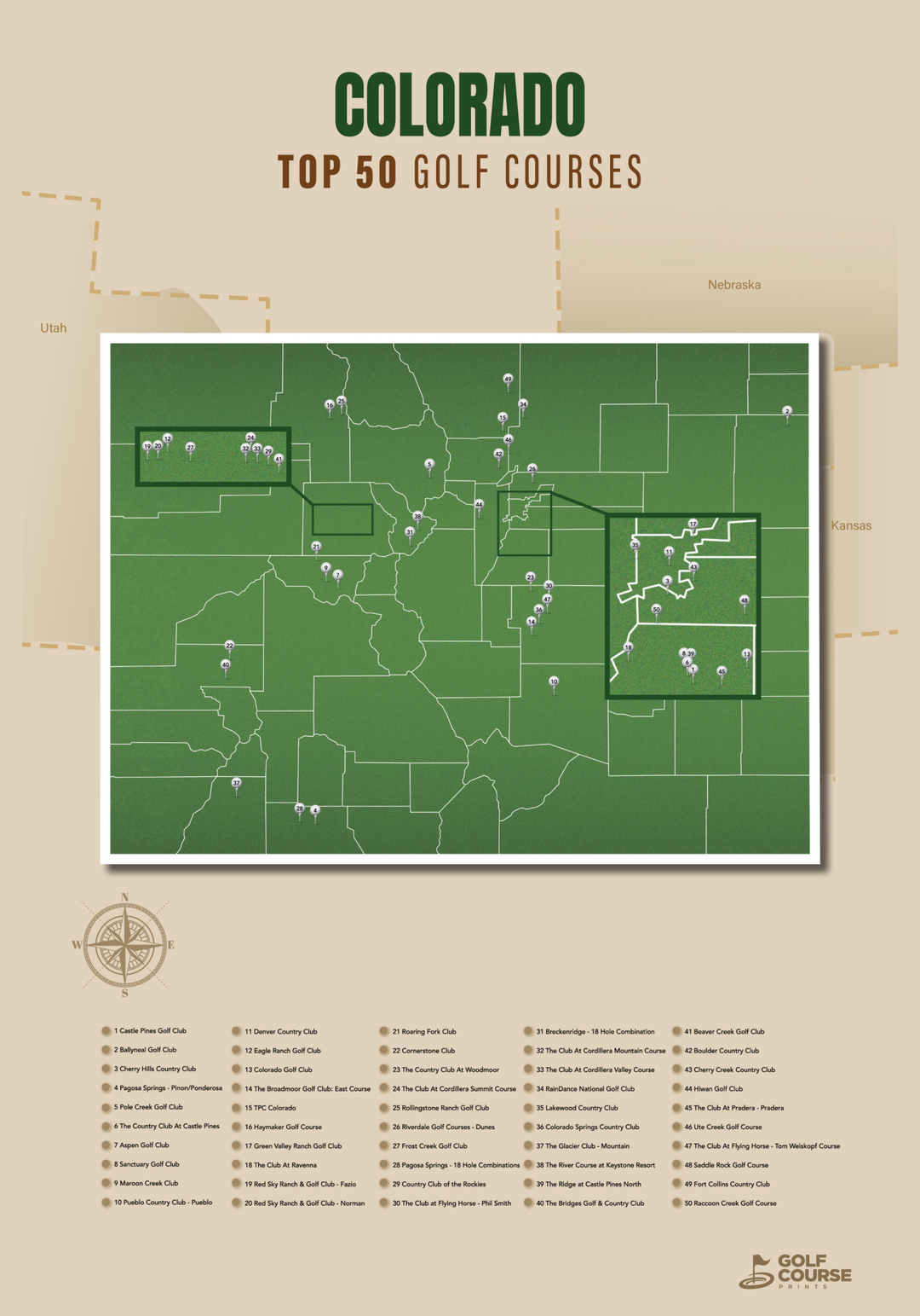 Map of Colorado Golf Courses