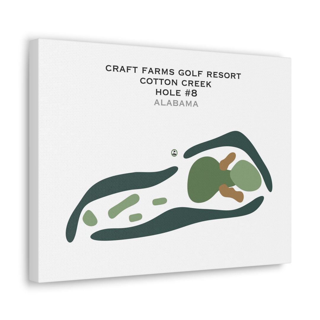 Craft Farms Golf Resort, Cotton Creek, Hole #8, Alabama - Printed Golf Course