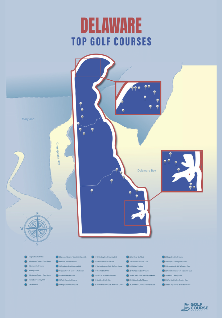 Map of Delaware Golf Courses
