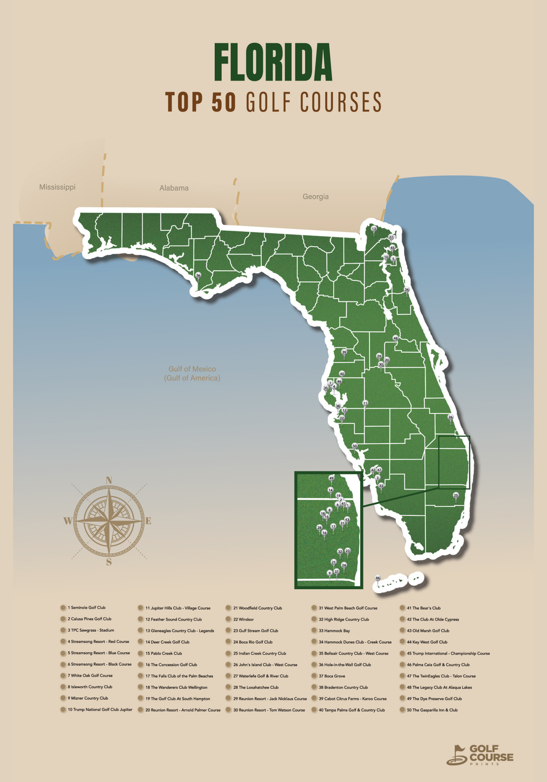Map of Florida Golf Courses