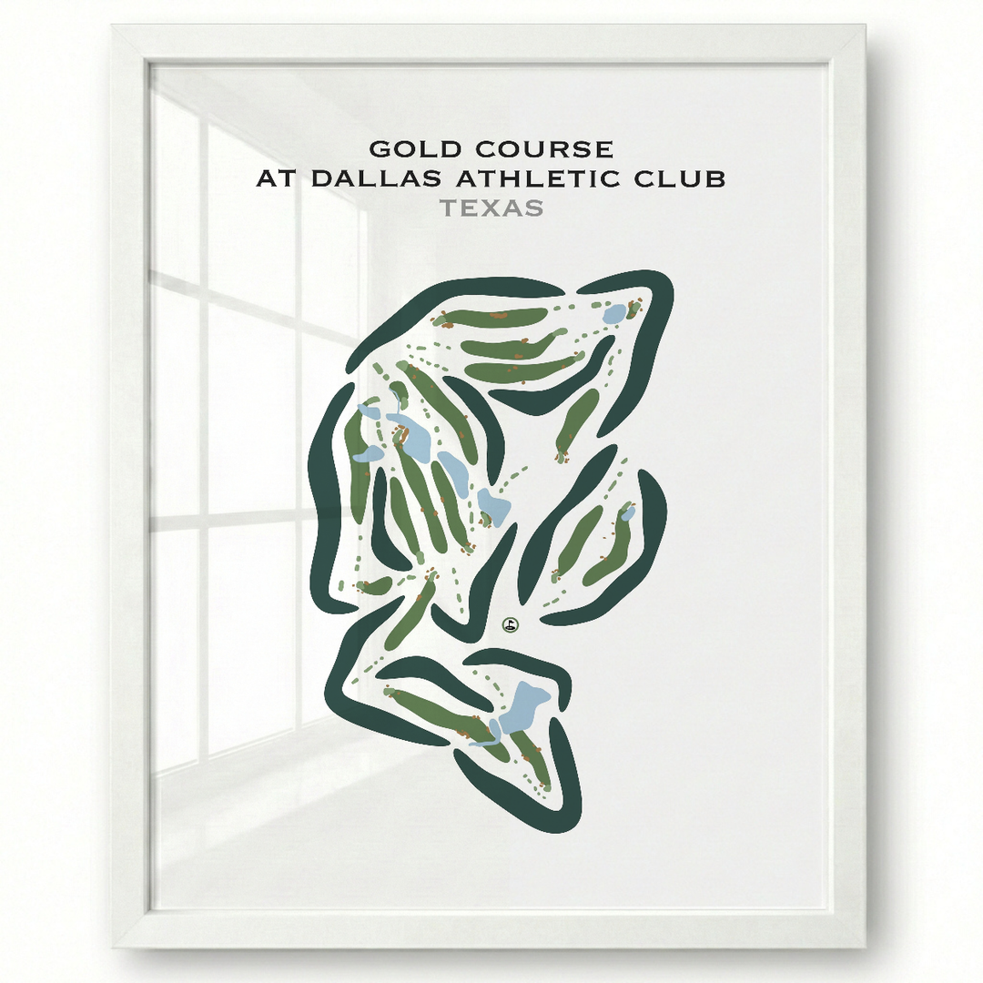 Gold Course at Dallas Athletic Club, Texas - Printed Golf Courses