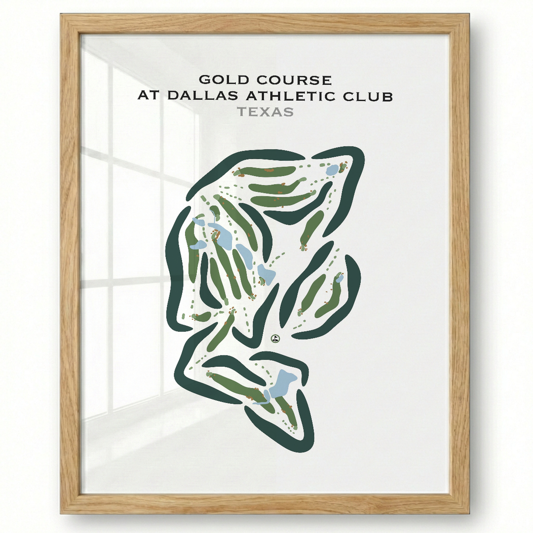 Gold Course at Dallas Athletic Club, Texas - Printed Golf Courses