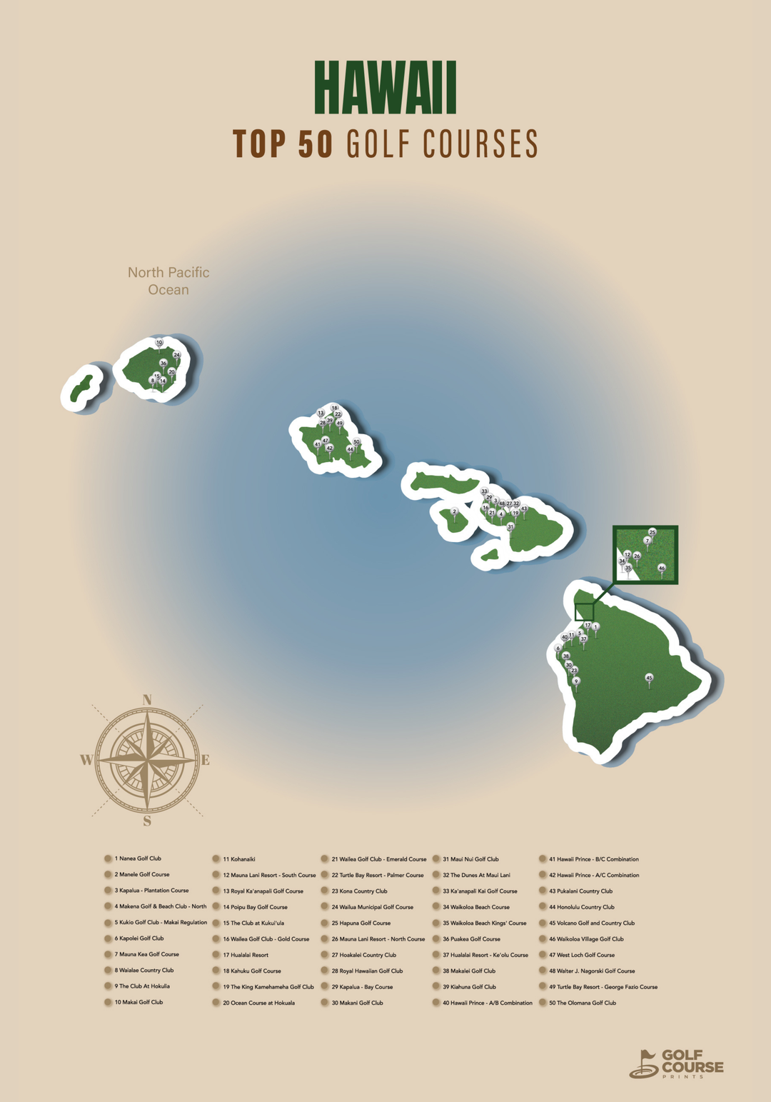 Map of Hawaii Golf Courses