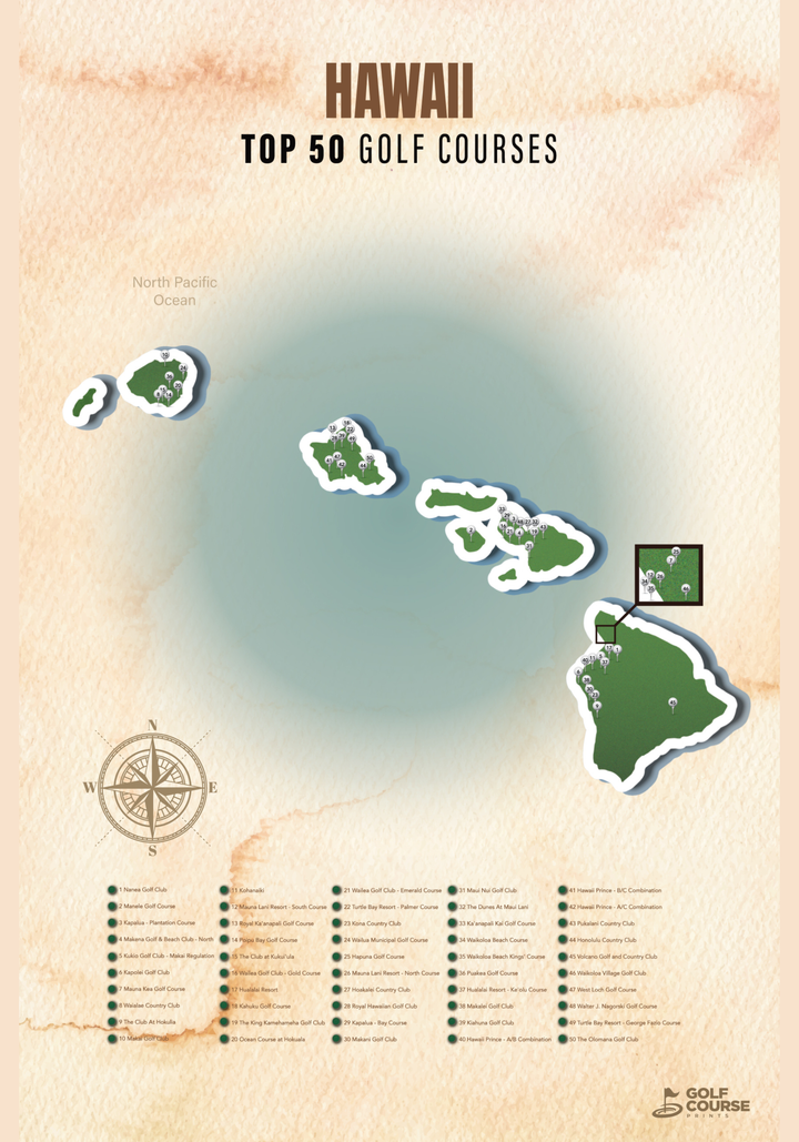 Map of Hawaii Golf Courses