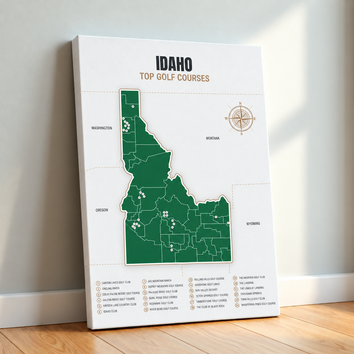 Idaho golf courses map in Green - Canvas