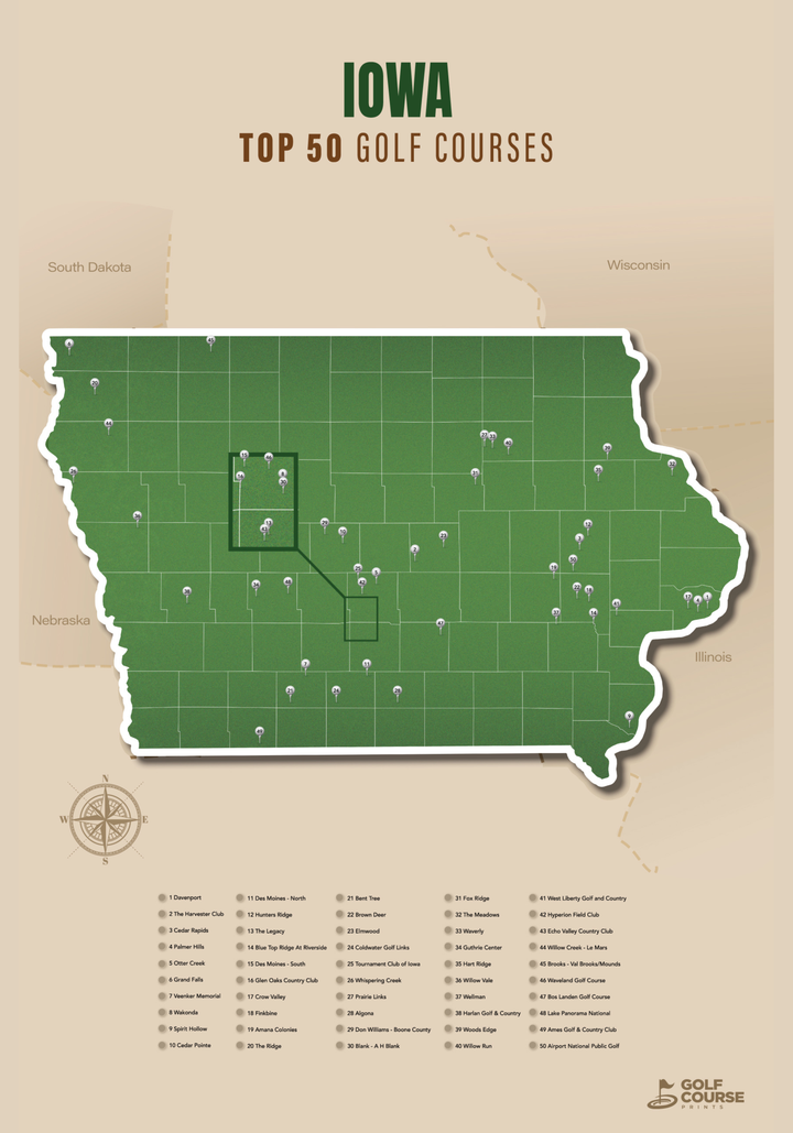 Map of Iowa Golf Courses