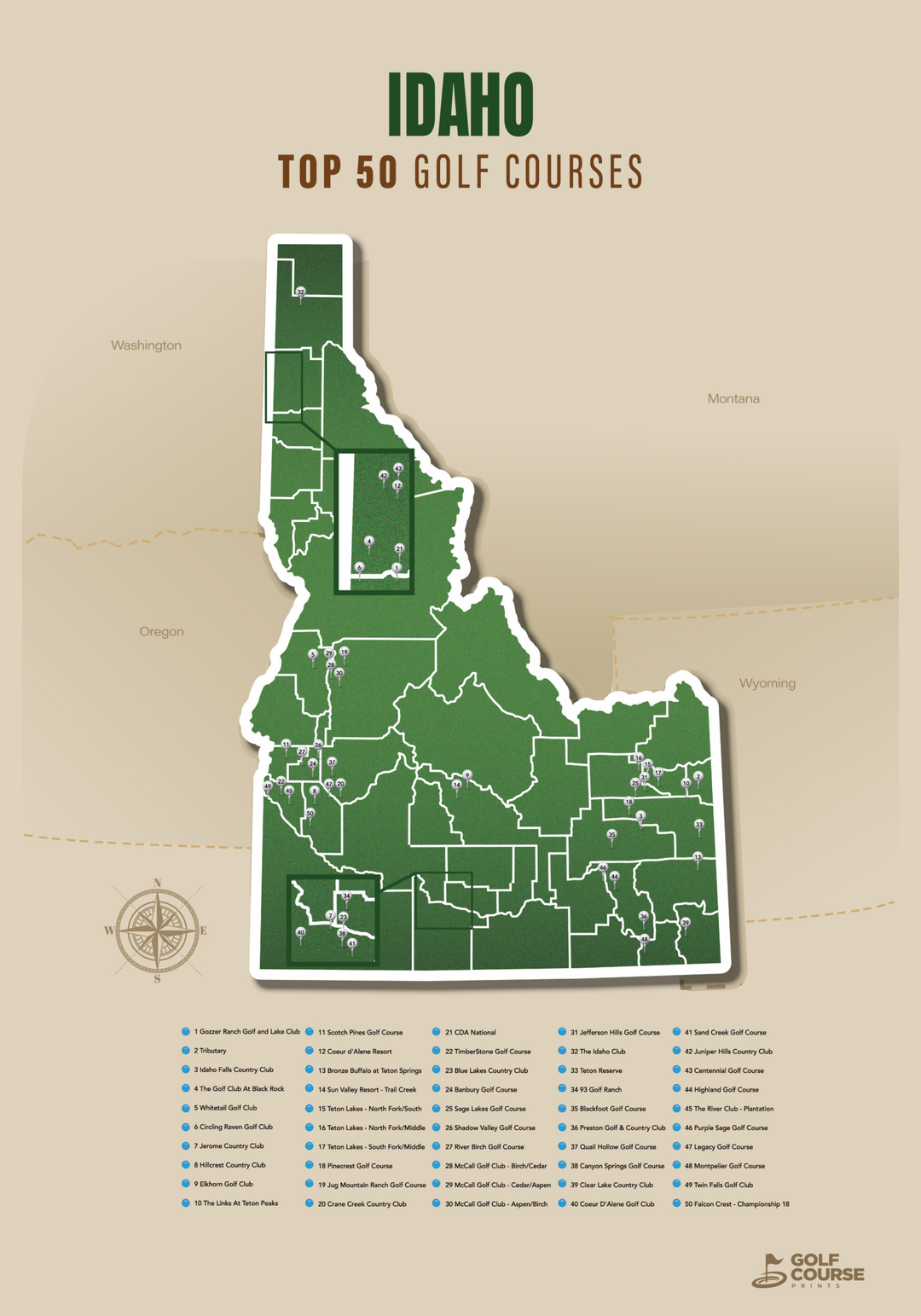 Map of Idaho Golf Courses