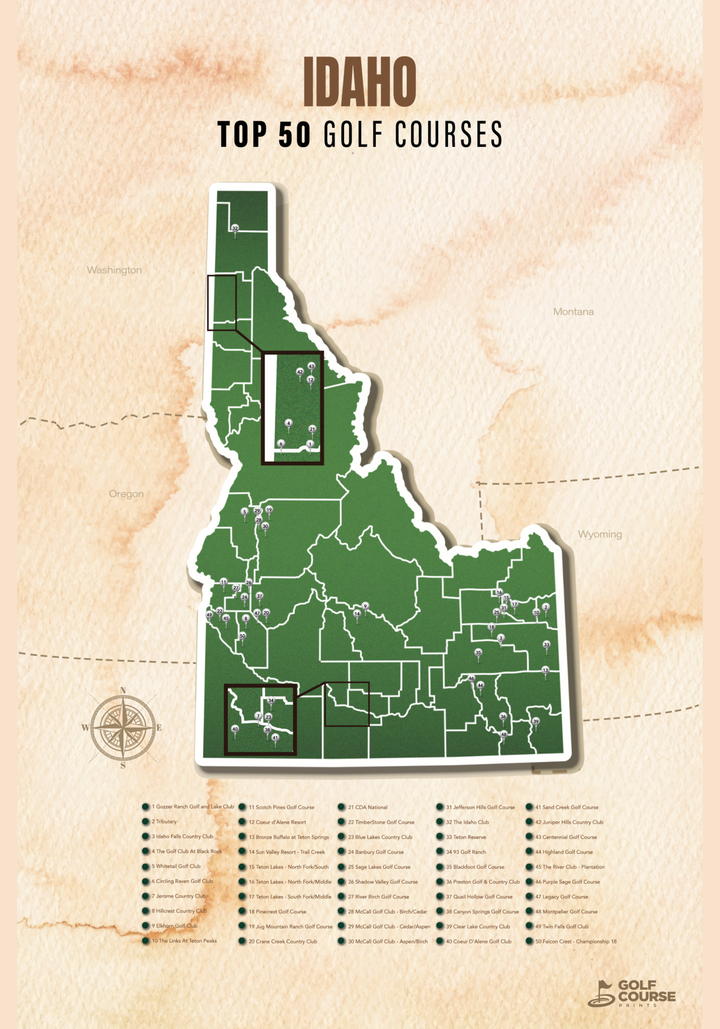 Map of Idaho Golf Courses