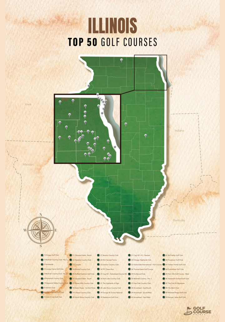 Map of Illinois Golf Courses