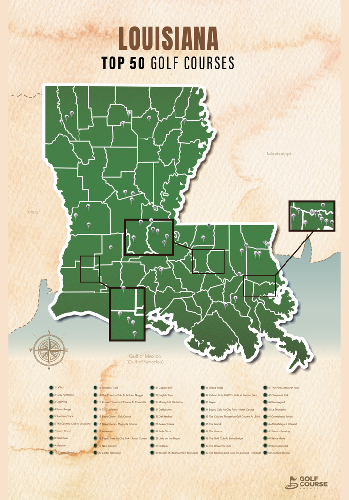 Map of Louisiana Golf Courses