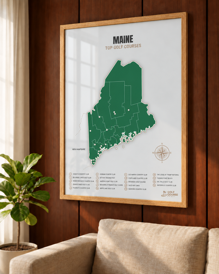 Maine golf courses map in Green - Lifestyle Wall