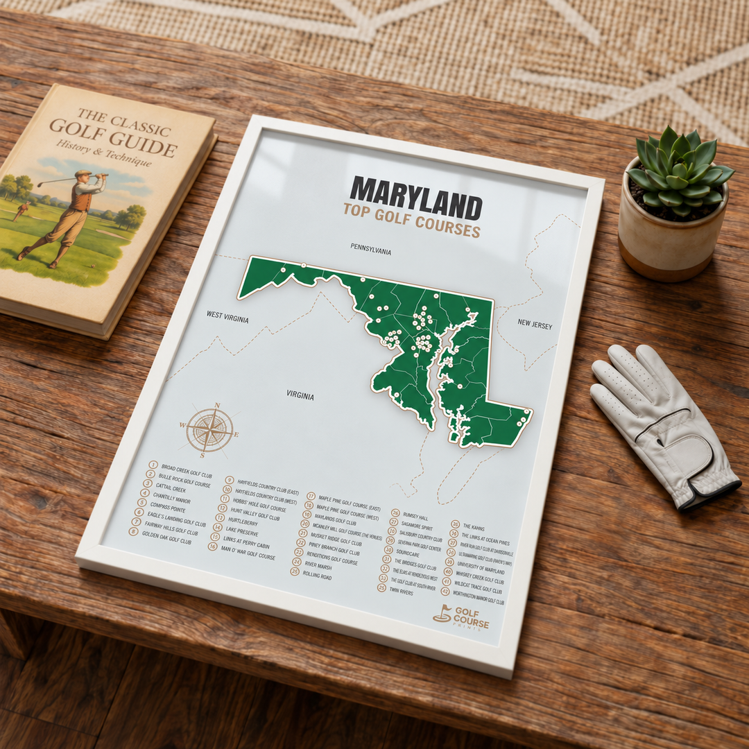 Maryland golf courses map in Green - Lifestyle Table