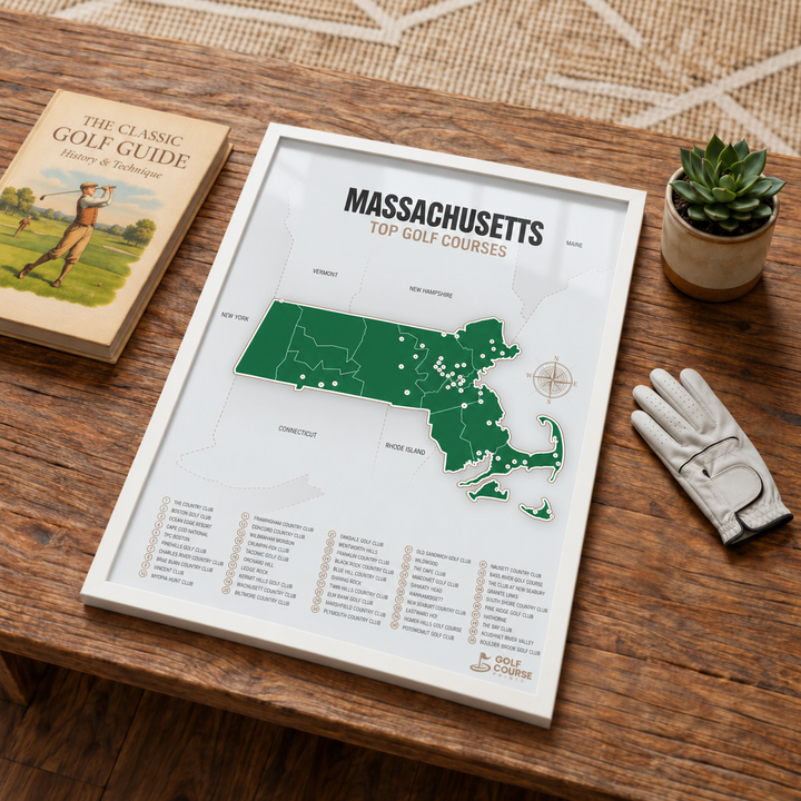 Massachusetts golf courses map in Green - Lifestyle Table