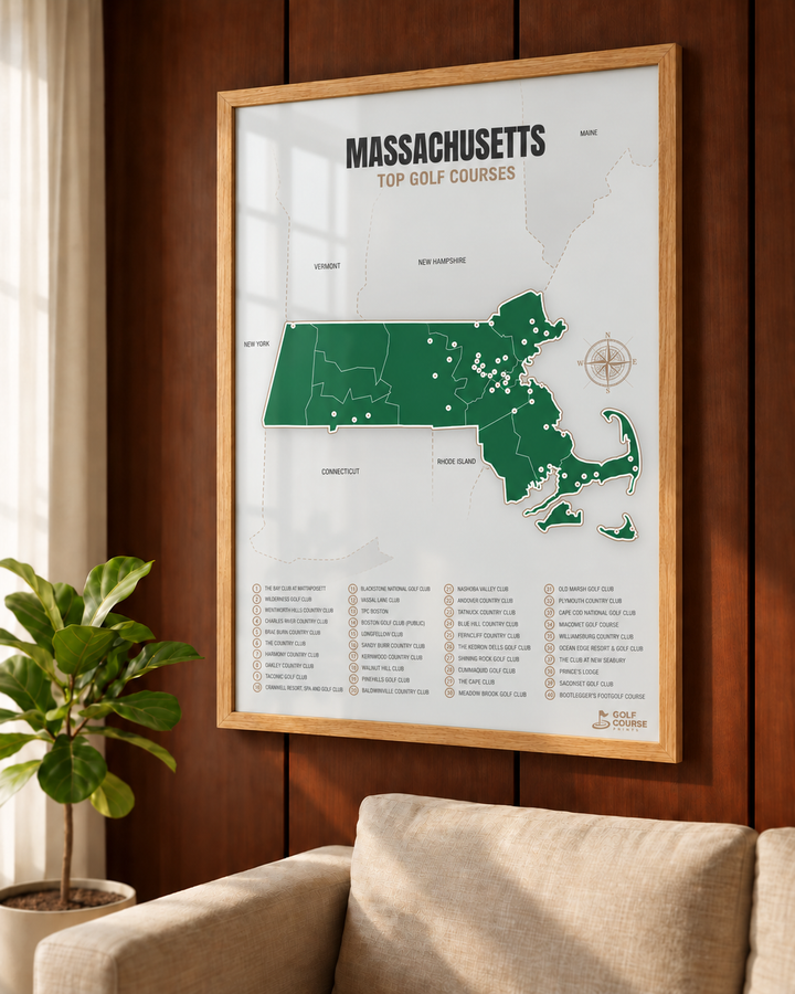 Massachusetts golf courses map in Green - Lifestyle Wall