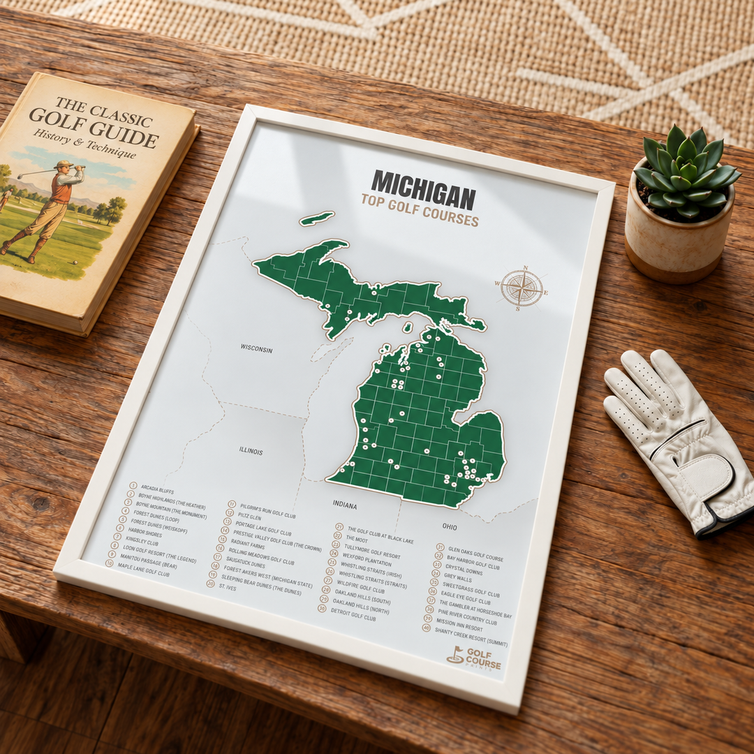Michigan golf courses map in Green - Lifestyle Table
