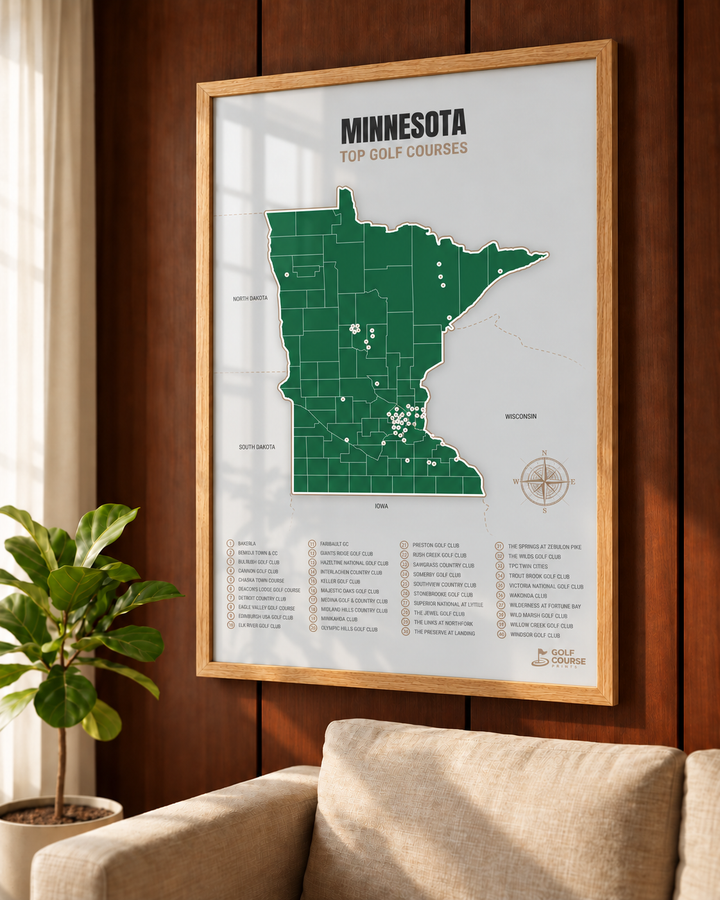 Minnesota golf courses map in Green - Lifestyle Wall