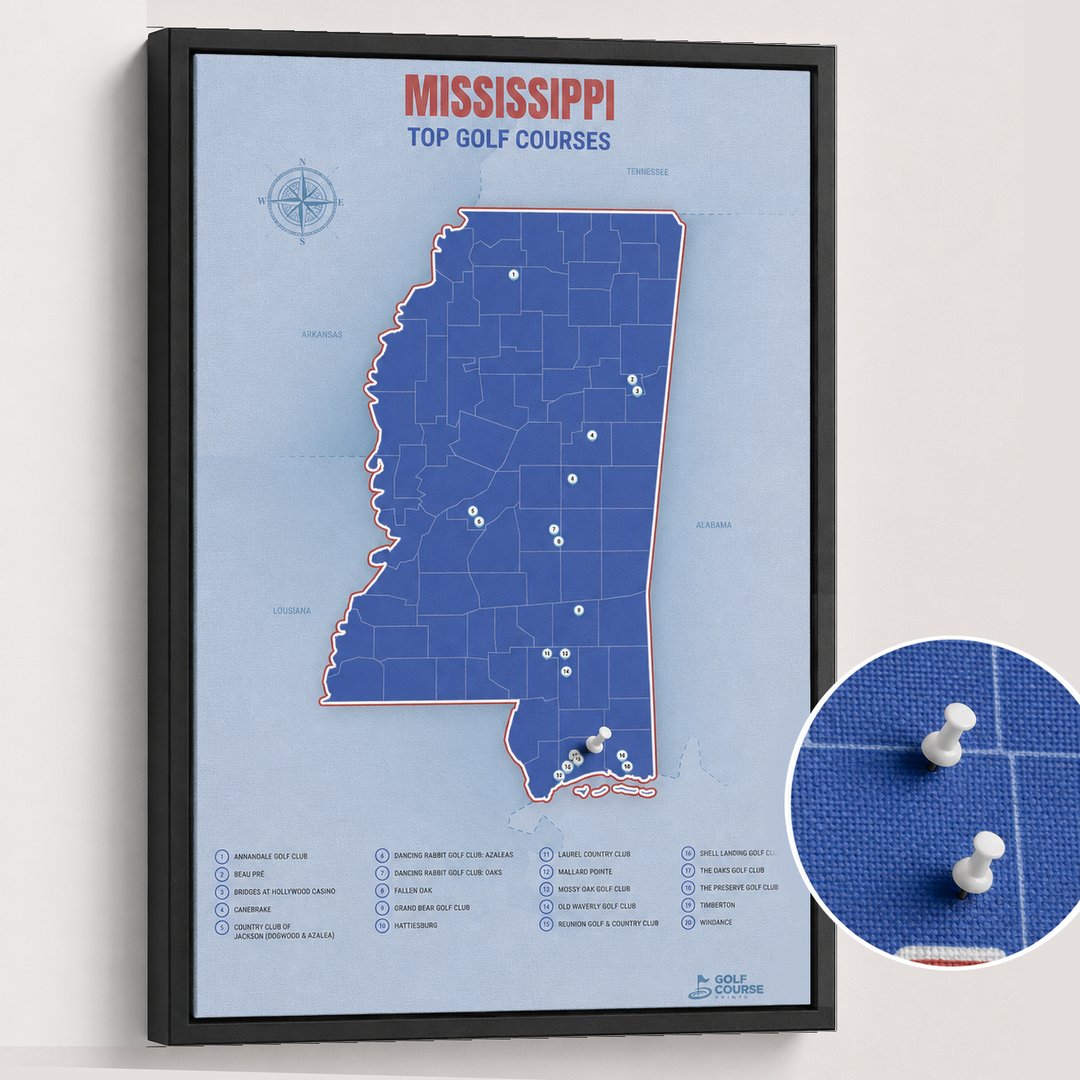 Map of Mississippi Golf Courses