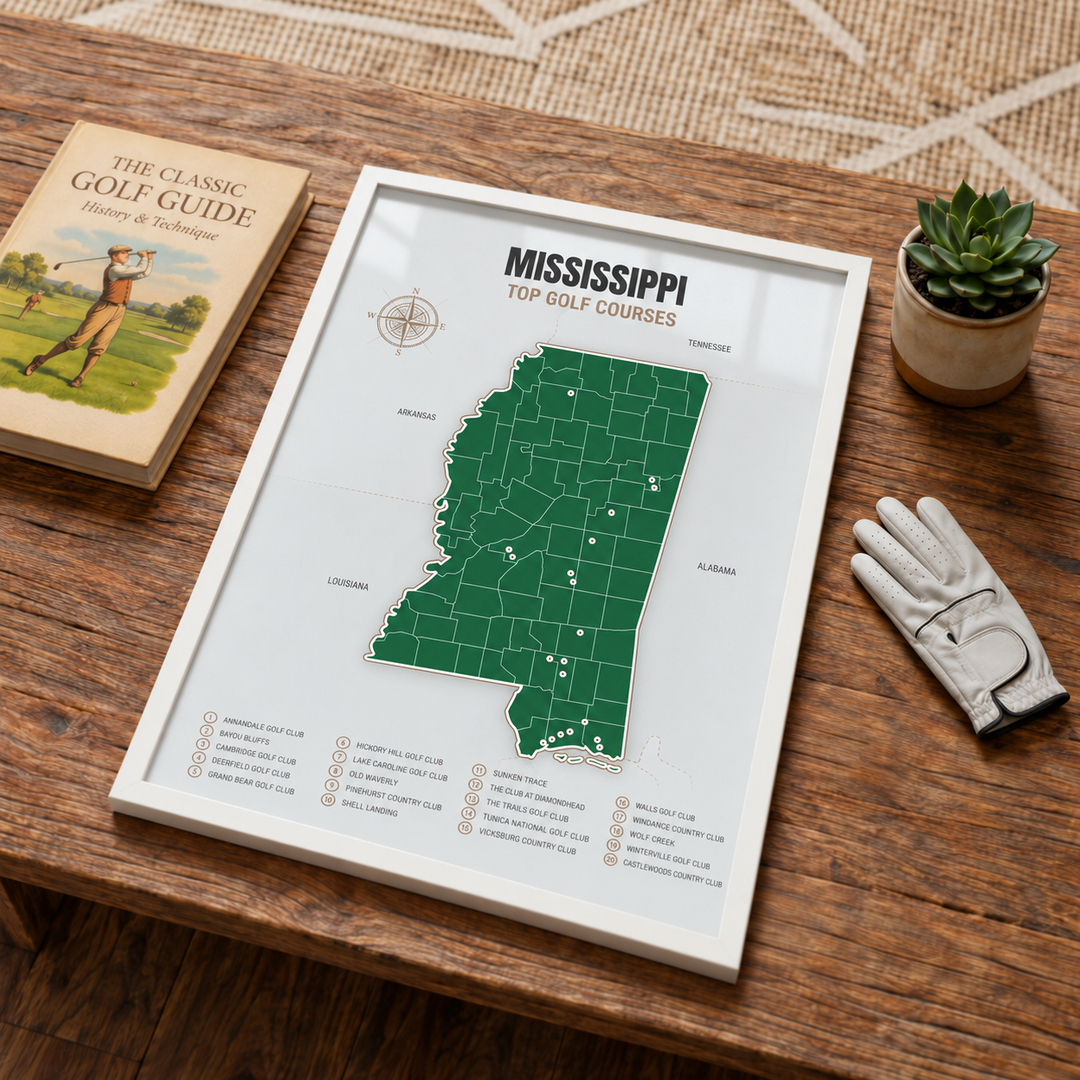 Mississippi golf courses map in Green - Lifestyle Table