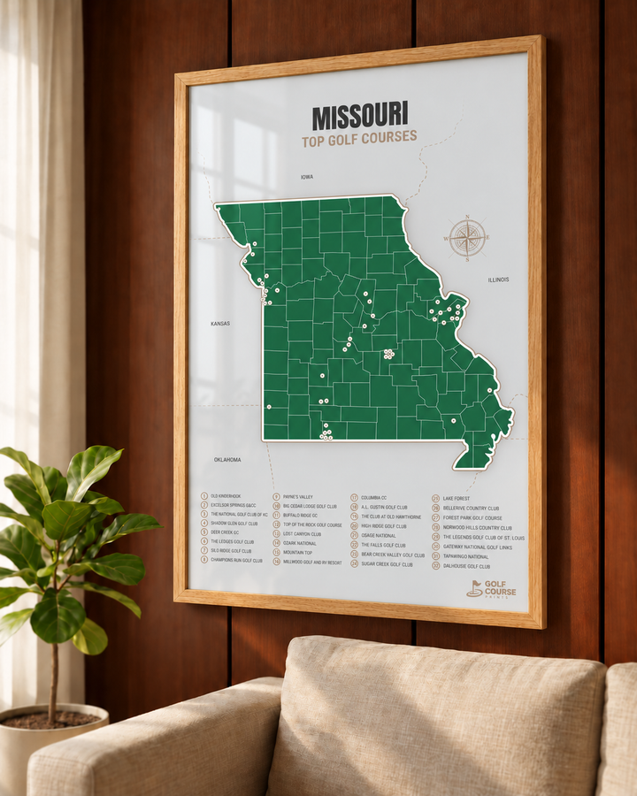Missouri golf courses map in Green - Lifestyle Wall
