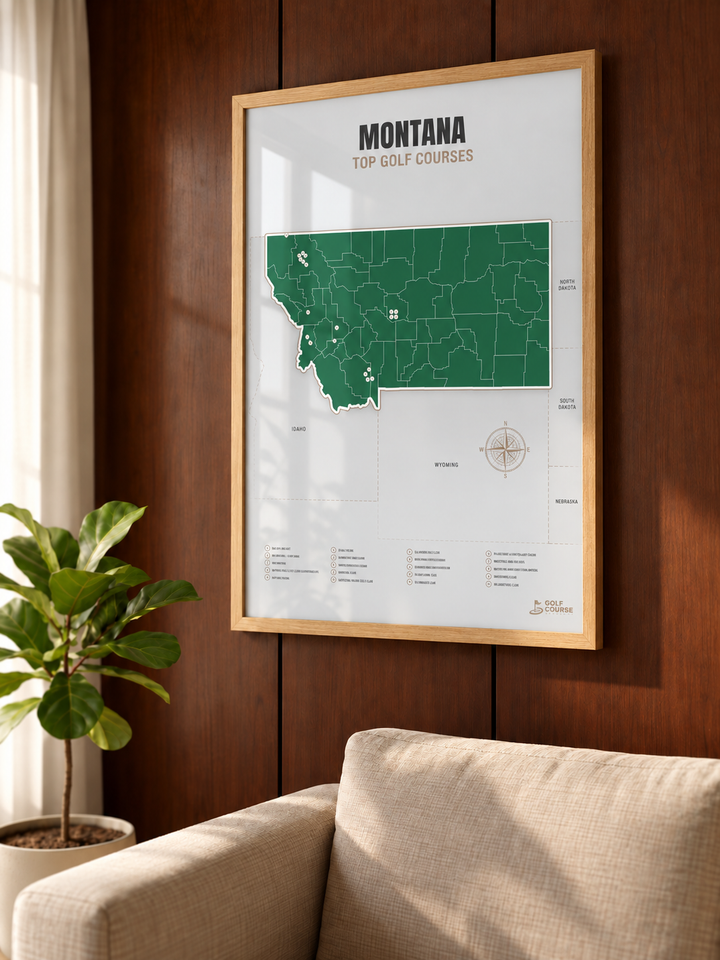 Montana golf courses map in Green - Lifestyle Wall
