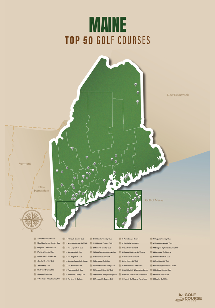 Map of Maine Golf Courses