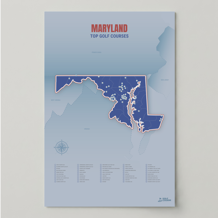 Map of Maryland Golf Courses