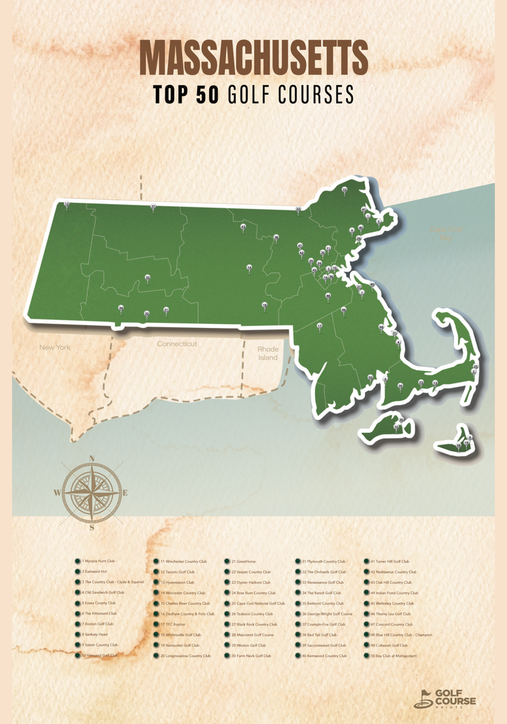 Map of Massachusetts Golf Courses