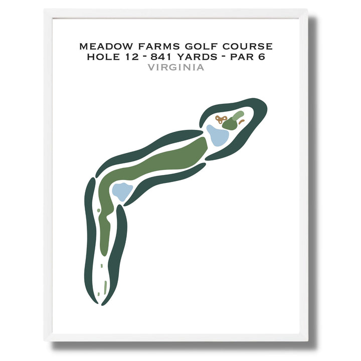 Meadow Farms Golf Course Hole 12 - 841 Yards - Par 6 - Printed Golf Courses