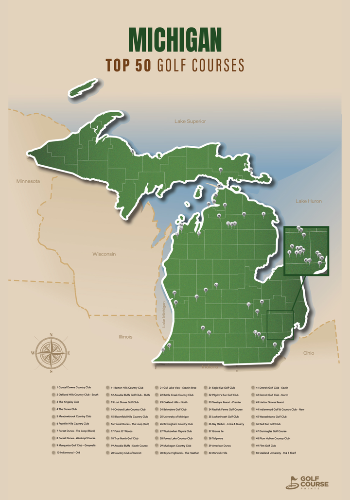 Map of Michigan Golf Courses