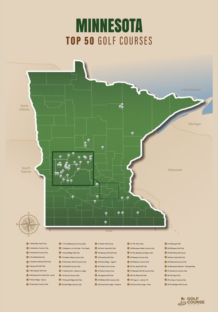 Map of Minnesota Golf Courses