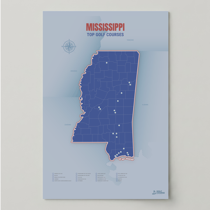 Map of Mississippi Golf Courses