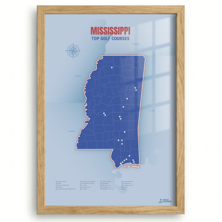 Map of Mississippi Golf Courses