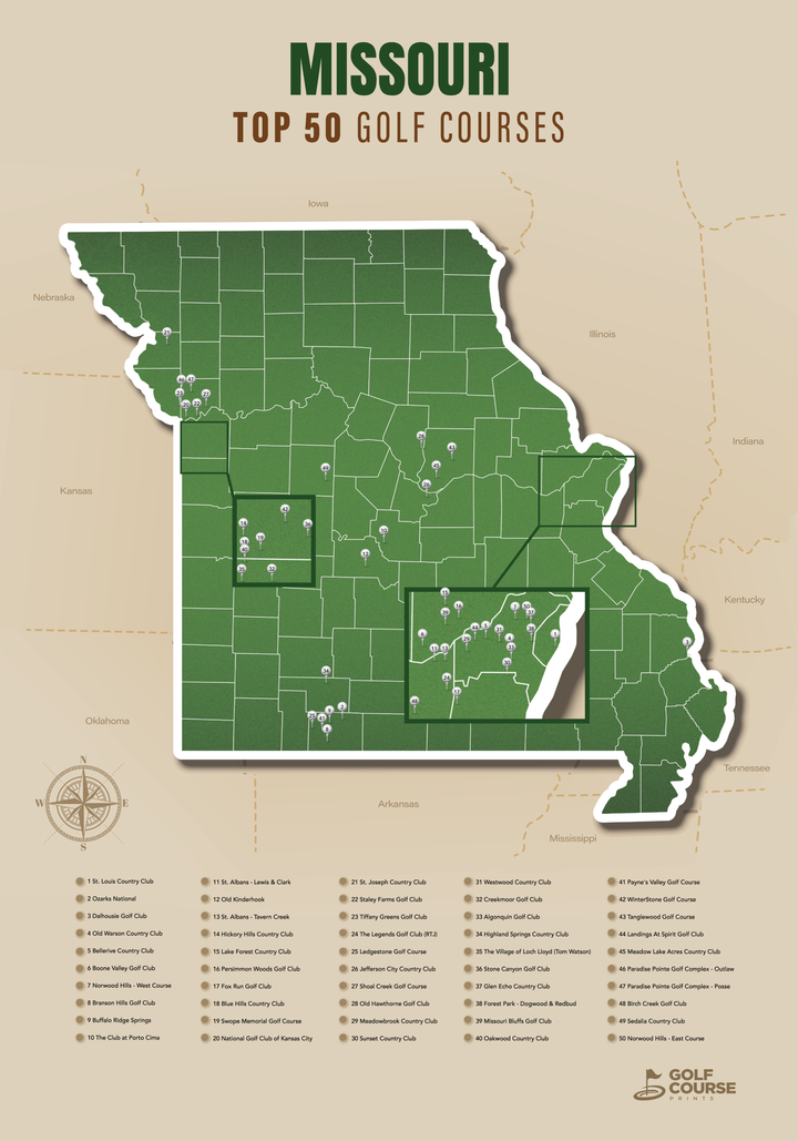 Map of Missouri Golf Courses